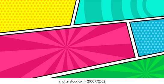 Fondo de diseño de paneles de historietas de arte pop colorido 