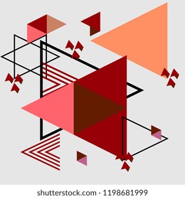 Colorful Pop art geometric pattern with bright bold blocks squiggles. Template pattern memphis 90s style on white background vector illustration.
