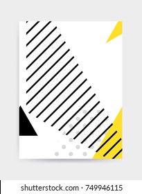 Colorful Pop art geometric pattern with bright bold blocks squiggles. Colorful Material Design Background in Pink Yellow Blue Black and White. Prospectus, poster, magazine, broadsheet, leaflet, book
