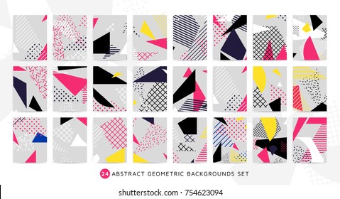 Diseño geométrico de arte pop colorido con bloques brillantes de negritas. Fondo de diseño de materiales coloridos en blanco y negro amarillo rosa. Prospecto, afiche, revista, folleto, folleto, libro