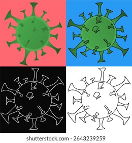 Ilustração de arte pop colorida com um ícone de vírus com alto contraste Design