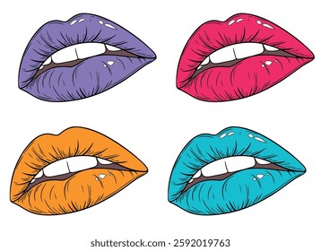 Colorful Pop Art Lips Illustration – Vibrant Lip Design Collection