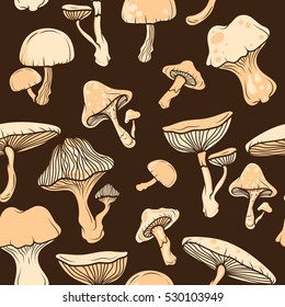 colorful pop art mushrooms seamless pattern