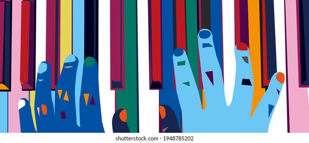  colorful pop art piano vector wpap, illustration, wall art decor