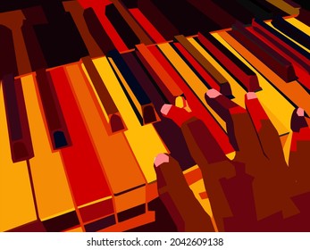 colorido arte pop piano vectorial wpap, ilustración, decoración de arte mural
