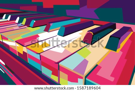 colorful pop art piano vector, illustration