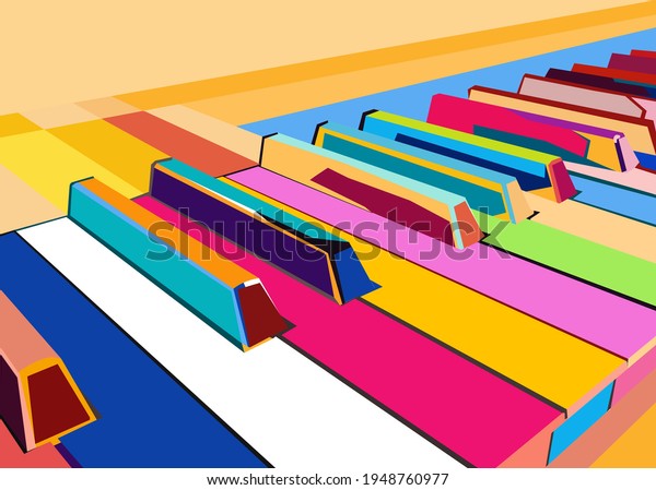 : colorful pop art piano vector wpap, illustration,\
wall art decor