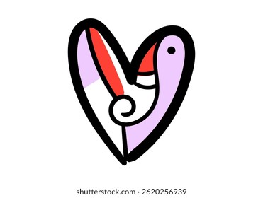 Colorful pop art style heart illustration with abstract patterns and bold outlines.