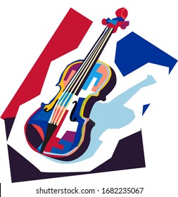 colorful pop art violin vector wpap