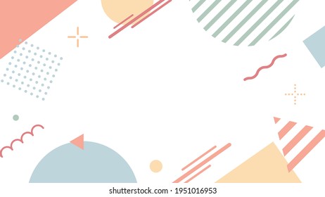 A colorful, pop background illustration of a geometric pattern.
There are squares, circles, triangles, wavy lines, dots, and more.