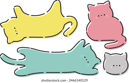 Colorful and pop cat frame set 3