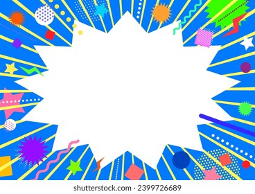 Colorful pop explosion frame blue background image