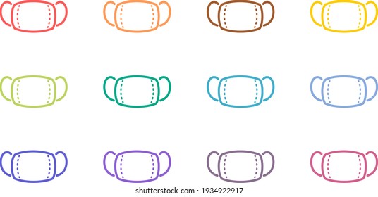 Colorful and pop face mask line art icon