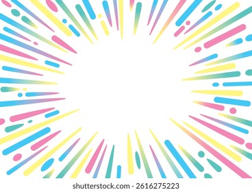 Colorful and pop frame with concentrated lines
