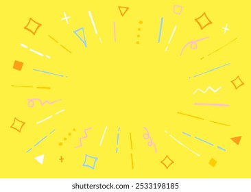 Colorful and pop hand-drawn concentrated lines on a yellow background