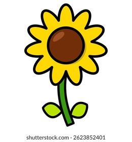 Colorful pop retro groovy flower clipart. Cute and simple flower ornament. Minimalist flat flower decoration.
