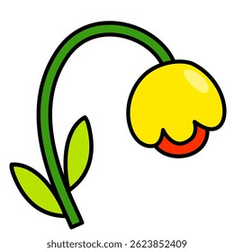 Colorful pop retro groovy flower clipart. Cute and simple flower ornament. Minimalist flat flower decoration.