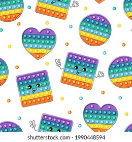 Colorido muestra un patrón impecable. Carácter kawaii lindo. Ilustración vectorial.