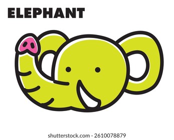Colorful and pop simple animal illustration: elephant