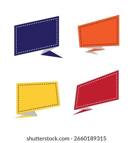 Bolhas de bate-papo estilo pop colorido com bordas pontilhadas, Conjunto de caixa de conversa estilo desenhos animados