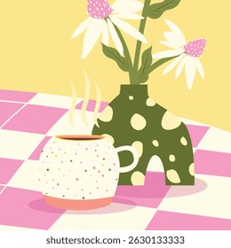 colorful pop wall art coffee and flower poster design kitchen art