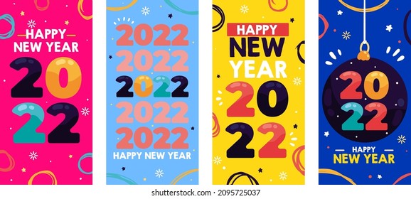 Colorful popping new year stories templates 2022 