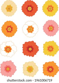 Colorful poppy flower icon set