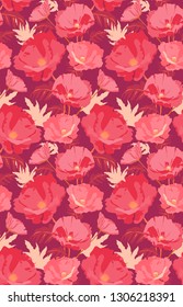 colorful poppy seamless pattern