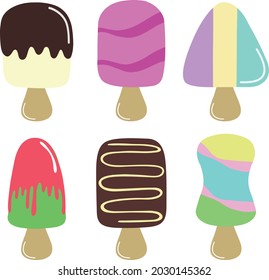 Colorful popsicle collection graphic design.