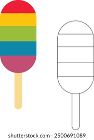 Colorful Popsicle Drawing Coloring Page