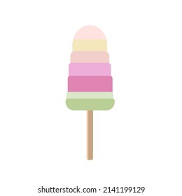 A colorful popsicle ice cream icon, a flat fruit ice cream illustration  