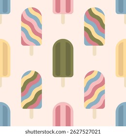 colorido picolé sorvete padrão sem costura para o verão. para impressões, papel de embrulho, papel de parede, têxteis, papelaria e tecido