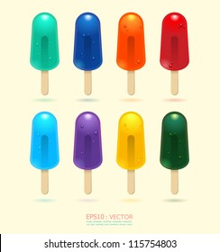 colorful popsicle ice-cream cards isolated on white background. vector