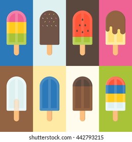 Colorful Popsicle  Icon, Flat Design Vector 