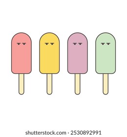 colorful popsicle illustration, cartoon character illustrations 