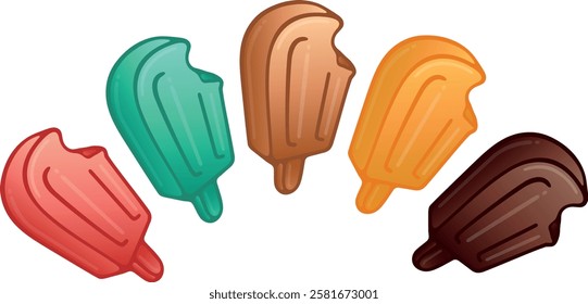 COLORFUL POPSICLE ON ISOLATED WHITE BACKGROUND