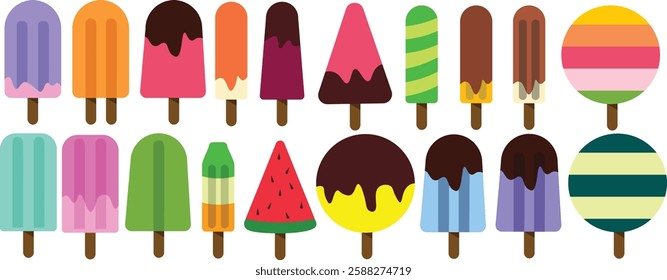 Colorful popsicle set for summer assets