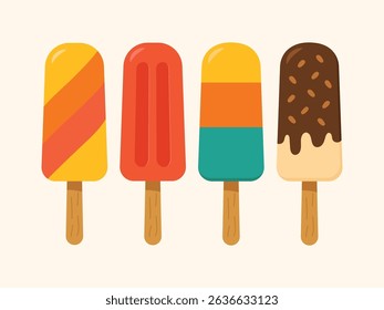 colorful popsicle vector set. summer design.