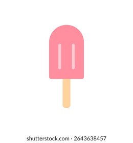 Um picolé colorido com um bastão de madeira, renderizado em estilo plano. Adequado para atualizar ícones de lanches, aplicativos de verão ou temas infantis.
