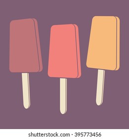 Colorful popsicles icon sign. Ice cream. Ice lolly. Vector illustration.