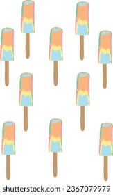 Patrón de paletas coloridas sobre un vector de fondo blanco
