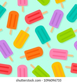 Colorful popsicles seamless pattern background design for summer holidays.