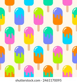 Colorful popsicles seamless pattern background design for summer holidays.