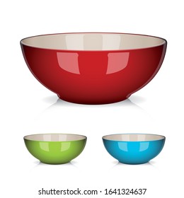 Colorful porcelain bowl set isolated