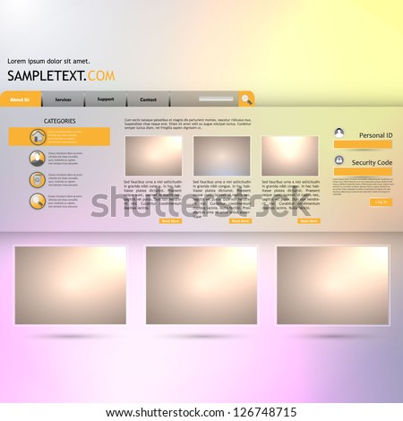 colorful portfolio website template design, editable vector format