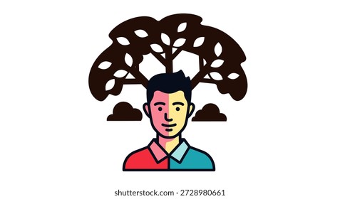 Colorful portrait below a tree