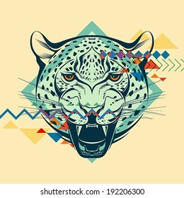 Colorful portrait of a leopard. Creative illustration