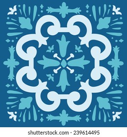 A colorful Portuguese azulejo tile. vector illustration