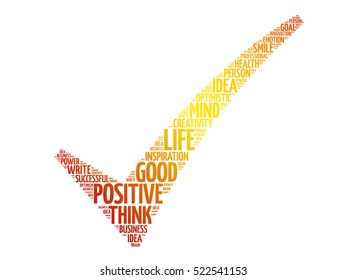 Colorful Positive thinking check mark, business concept words cloud