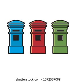 colorful post box variations isolated on white vector drawing